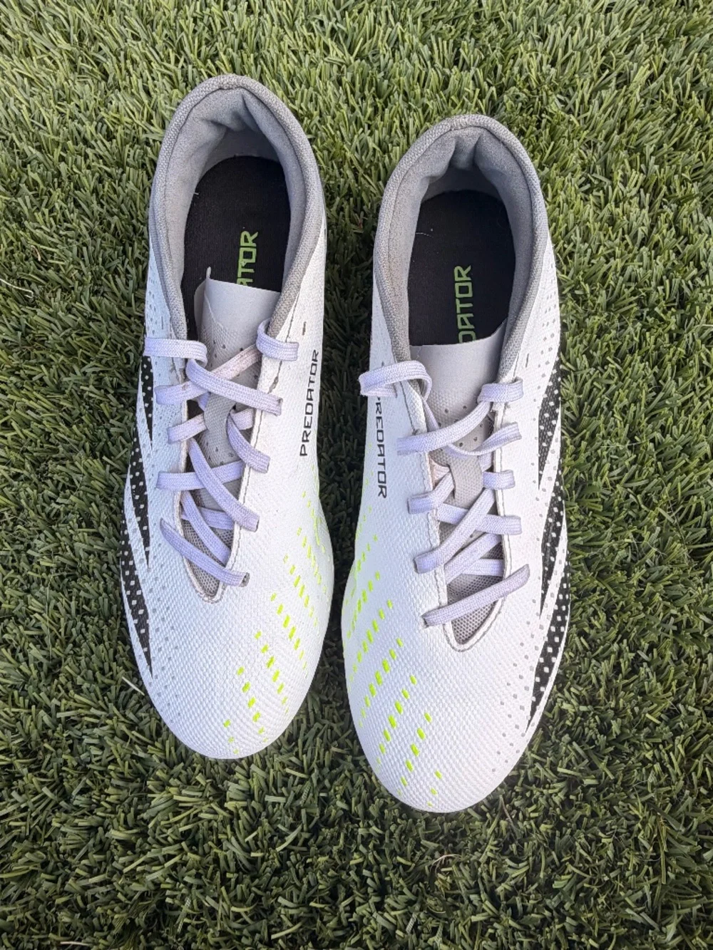 Adidas Predator Accuracy.3 FG Soccer Cleats–White/Black/Solar Green–Men's US 7